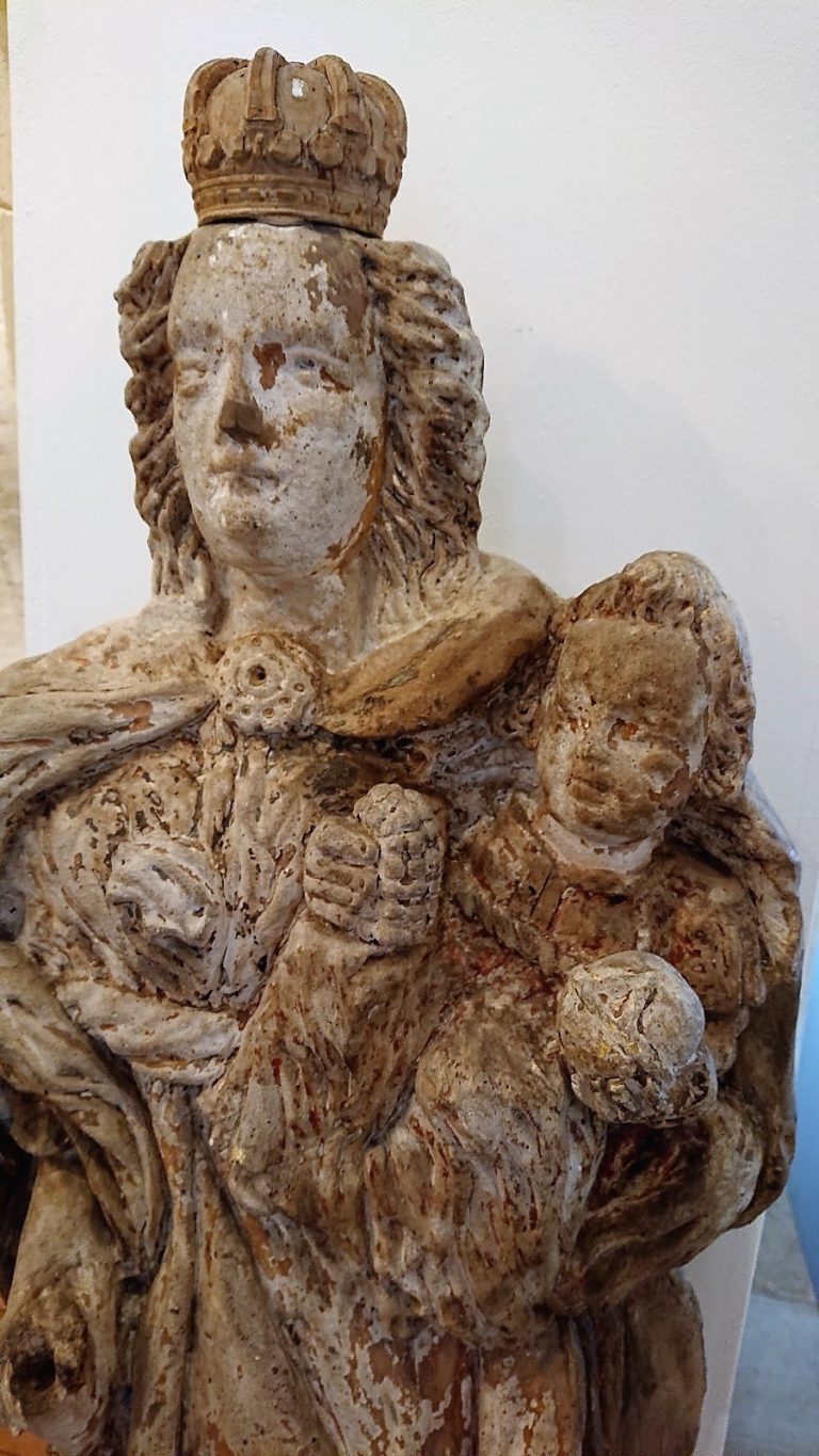 Naleving van bout kleding Antiek Maria beeld 17e Eeuws - Piet Jonker
