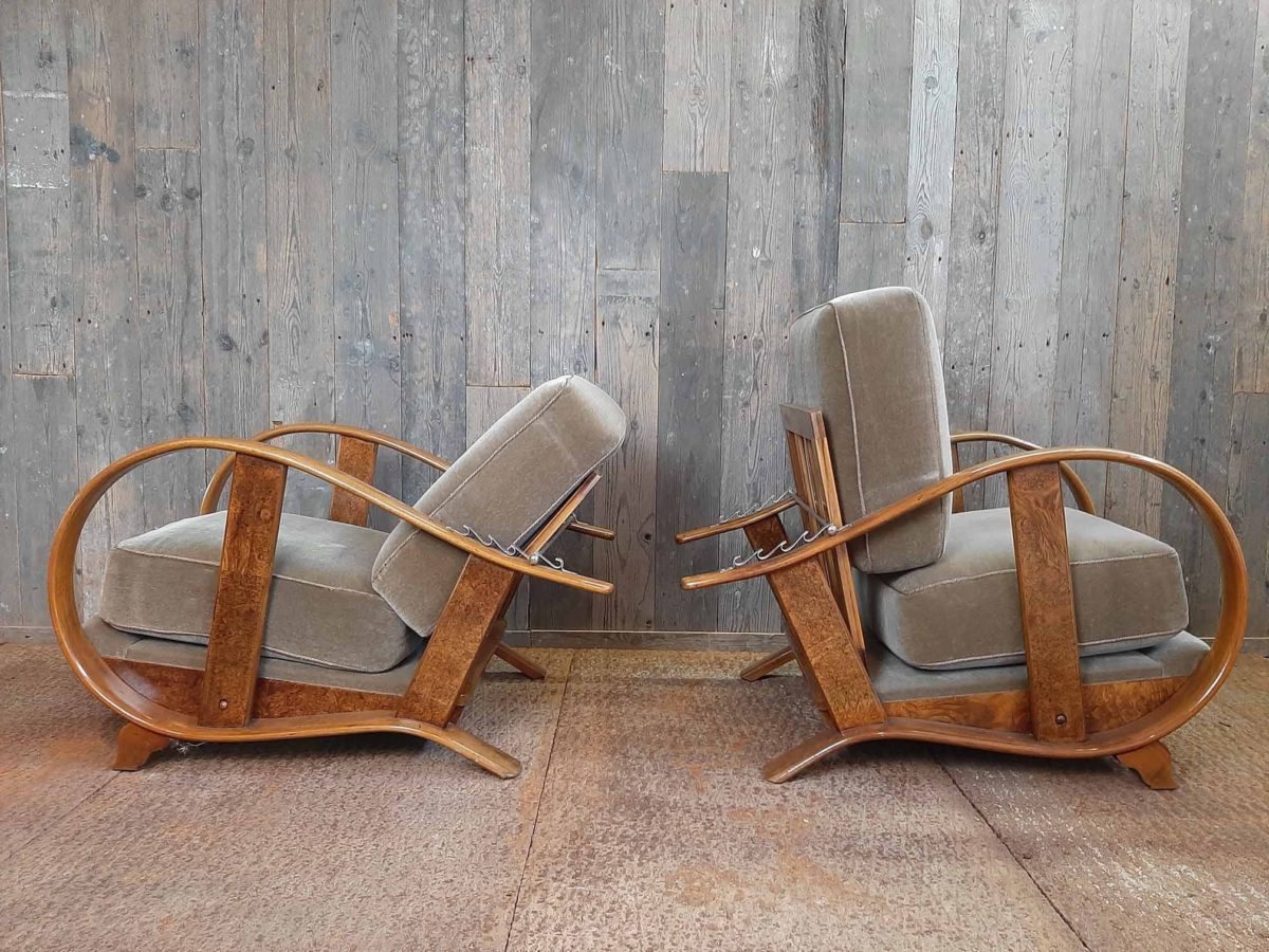 Paar Art Deco Halabala fauteuils, vroeg eeuw Piet Jonker